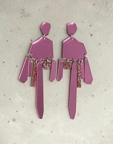DROP - EARRING, GLITTER Pink