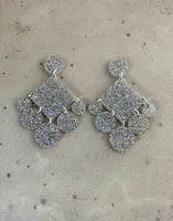 DANGLE - CIRCLE EARRING, SILVER GLITTER