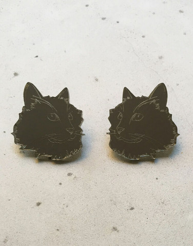 CAT - earring, grey mirror acrylic