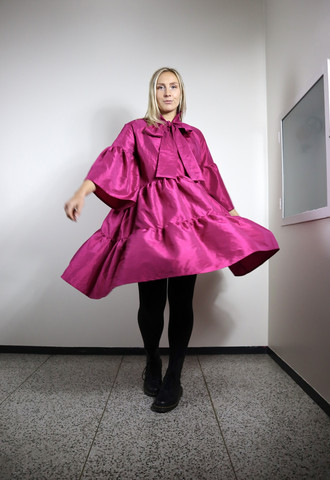 LUSH- DRESS with BOW COLLAR,RASPBERRY