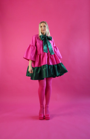 LUSH- MINI DRESS, PINK/GREEN