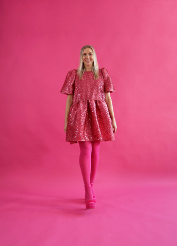 LUSH- BABYDOLL DRESS, PINK GLITTER