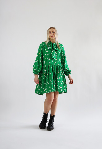 FLOWY- DRESS, DAISY GREEN