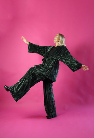 VELVET PANTS- FOREST GREEN