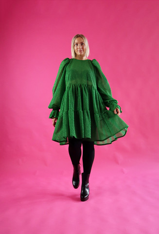 DISHY- DRESS, GLITTER GREEN