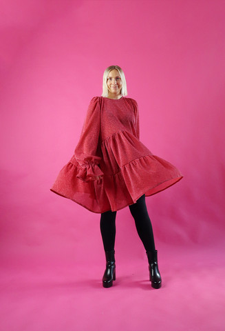 DISHY- DRESS, GLITTER RED