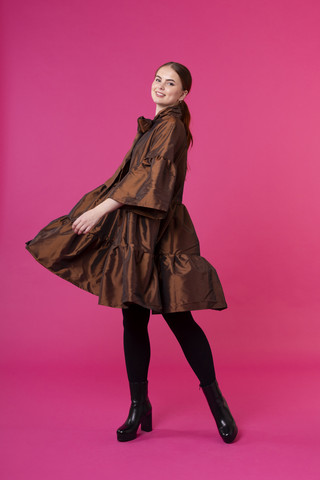 LUSH- DRESS with BOW COLLAR, COPPER