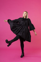 LUSH- SILK DRESS BOW COLLAR, BLACK