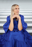 LUSH- DRESS with BOW COLLAR, BLUE