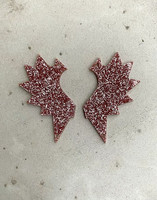 WING - EARRINGS, PINK GLITTER