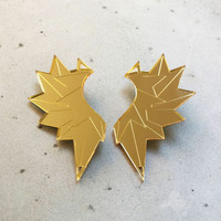 Wings - earring, gold mirror acrylic