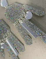 DROP - EARRING, SILVER glitter