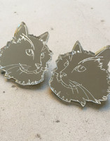 CAT - Earring, Silver mirror acrylic