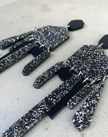 DROP - EARRING, BLACK glitter