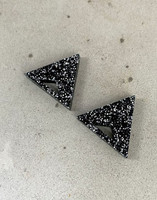 Triangle - Earrings, Black glitter
