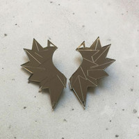 Wings - earring, grey mirror acrylic