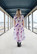 FLOWY- SILK DRESS, LONG FLOWER GREY
