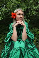 LUSH- SILK DRESS, GREEN