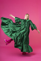 LUSH- SILK EVENING DRESS, GREEN