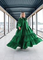 LUSH- SILK EVENING DRESS, GREEN