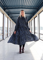 FLOWY- DRESS LONG, LEO BLUE