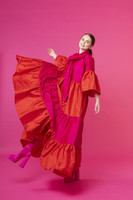 LUSH- SILK EVENING DRESS, PINK RED