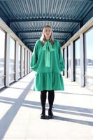 FLOWY- HOODIE DRESS, GREEN