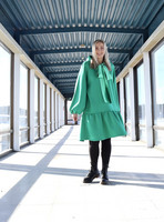 FLOWY- HOODIE DRESS, GREEN