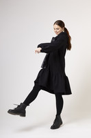 FLOWY- HOODIE DRESS, BLACK