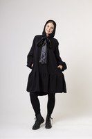 FLOWY- HOODIE DRESS, BLACK