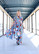 FLIRTY-DRESS long, BLUE FLOWER