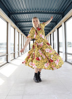 LUSH- DRESS PUFF SLEEVES, YELLOW FLOWER