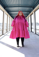 CURVES: LUSH- DRESS BOW COLLAR, PINK