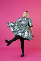 DISHY- DRESS, GREEN GLITTER