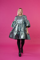 LUSH- DRESS, GREEN JACQUARD