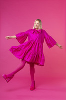 LUSH- SILK DRESS BOW COLLAR, BRIGHT PINK