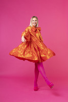LUSH- DRESS with BOW COLLAR, ORANGE