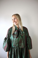 LUSH- DRESS with BOW COLLAR, GREEN/WINE