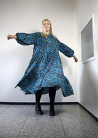 FLIRTY-DRESS long, PETROL FLOWER