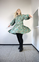 FLIRTY - DRESS PUFF-SLEEVE, SNAKE