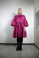 LUSH- DRESS with BOW COLLAR,RASPBERRY