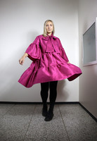 LUSH- DRESS with BOW COLLAR,RASPBERRY