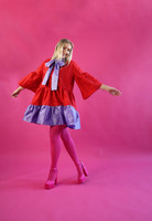 LUSH- MINI DRESS, RED/LAVENDER