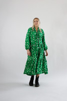 FLOWY- DRESS LONG, DAISY GREEN