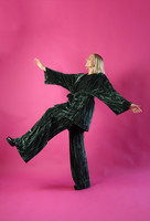 VELVET KIMONO, FOREST GREEN
