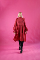 DISHY- DRESS WITH BOW COLLAR, GLITTER RED
