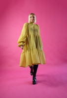 DISHY- DRESS WITH BOW COLLAR, GLITTER YELLOW GOLD