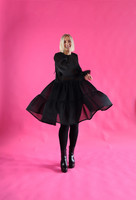 DISHY- DRESS, GLITTER BLACK
