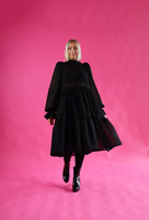 DISHY- DRESS WITH BOW COLLAR, GLITTER BLACK