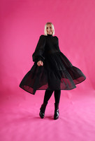 DISHY- DRESS WITH BOW COLLAR, GLITTER BLACK